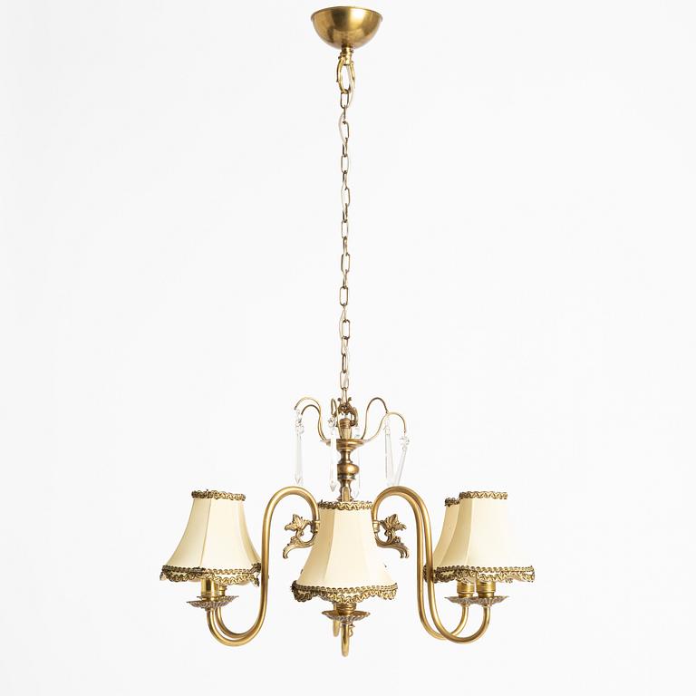A ceiling lamp, brass, mid-20th century.