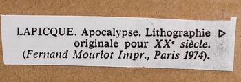 CHARLES LAPICQUE, färglitografi, ur XX:e siècle nor 43, 1974, tryckt hos Mourlot.