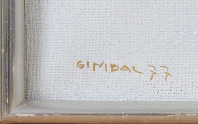 OKÄND KONSTNÄR, olja på duk, sign "Gimdal" o dat "77".