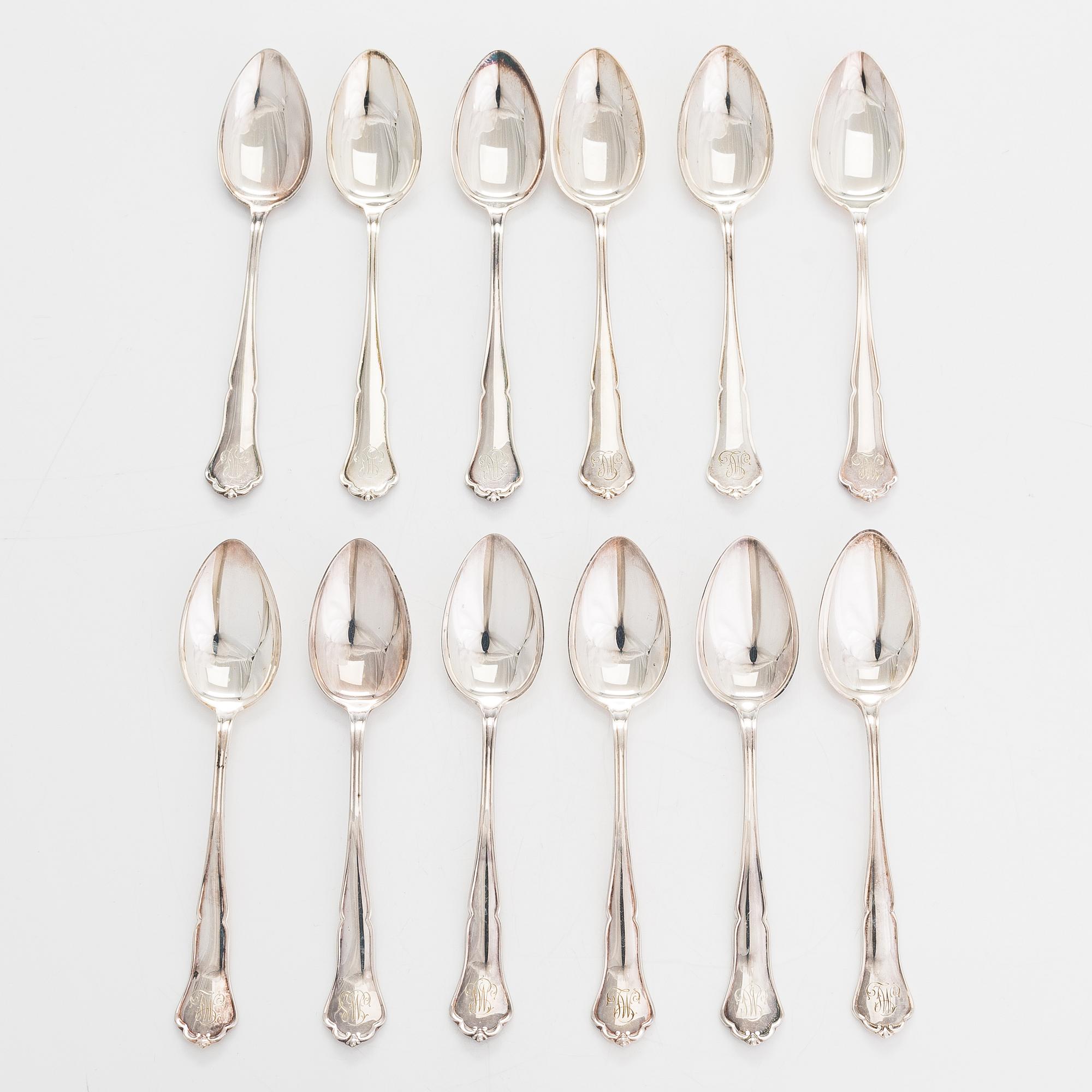 A 74-piece silver cutlery set, 'Chippendale', Kultakeskus, Hämeenlinna 1940-72.