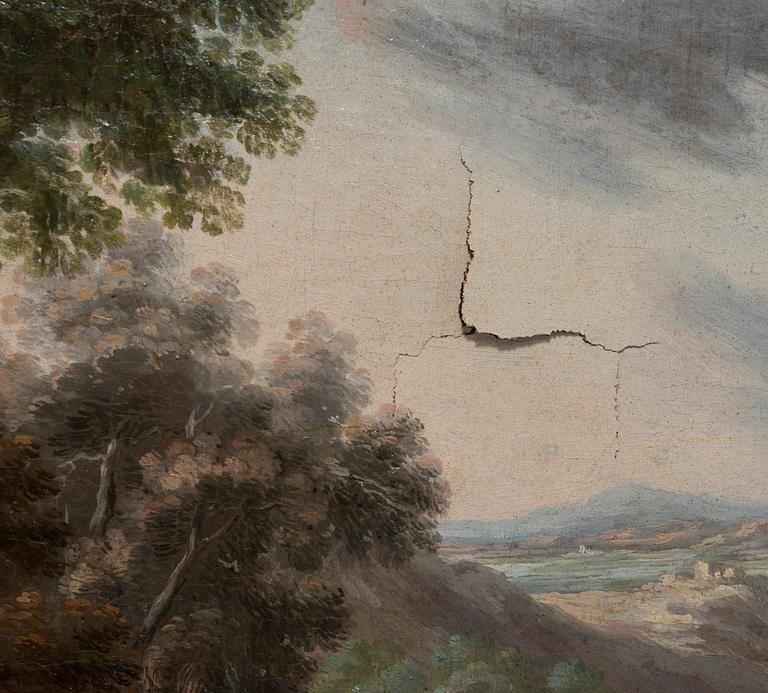 Jan Wildens, follower of, Expansive landscape with figures.