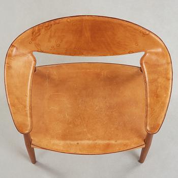 An Aksel Bender Madsen & Ejner Larsen teak and leather 'Metropolitan Chair', Willy Beck, Denmark 1950-60's.