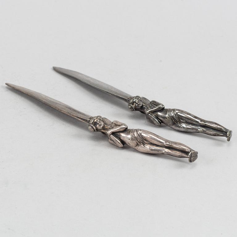 A pair of Art Nouveau fairy letter openers, early 20th Century.