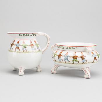 KANNA OCH GRÖTSKÅL, porslin, Villeroy & Boch 1900-talets första hälft.