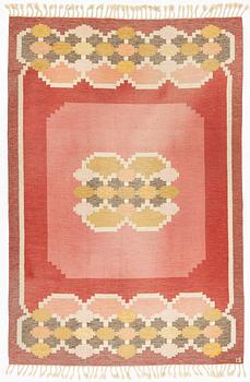 Ingegerd Silow, a carpet, flat weave, c 281 x 189 cm, signed IS.