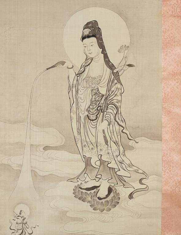 A Chinese hanging scroll, ink and color on silk, Republic, signed Zhang Zongliang, dated 1938.