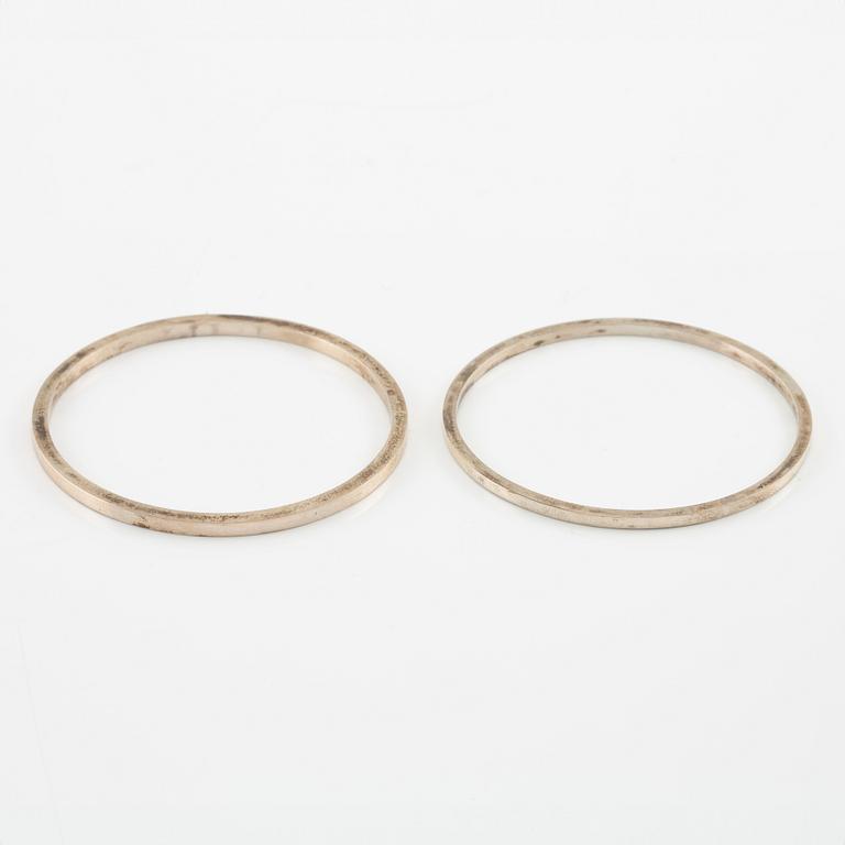 Lars Arby, five arm rings, sterling silver, Gothenburg 1963, 1967 and 1969.