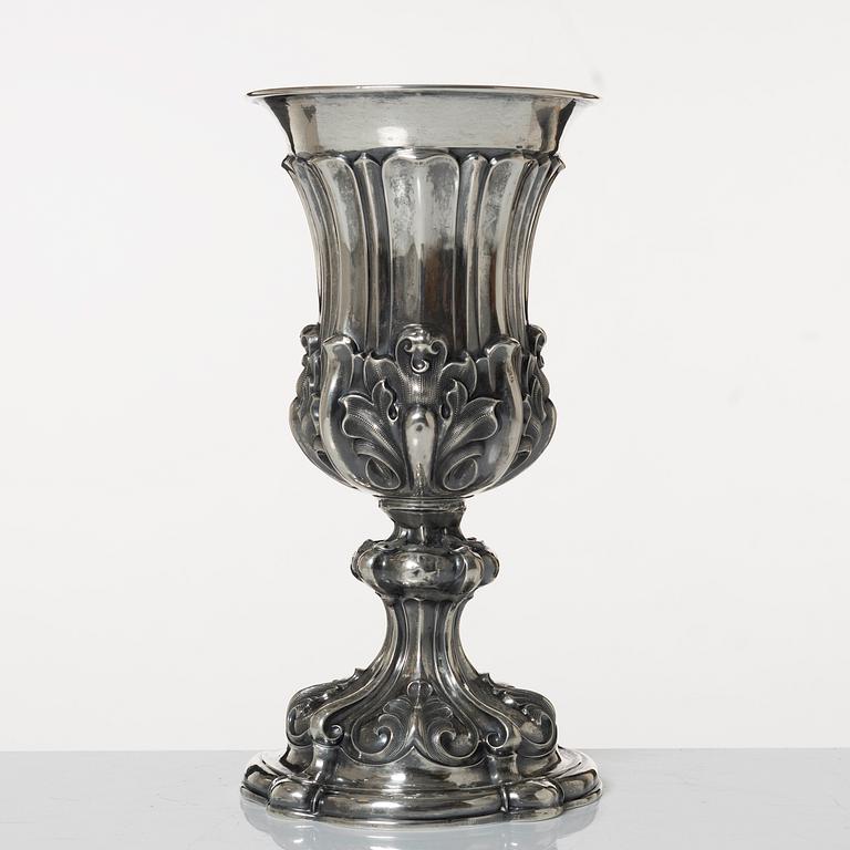 A silver goblet, possibly German, 19th Century.