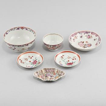 PARTI PORSLIN, 6 delar, Kina, 1700/1800-tal.