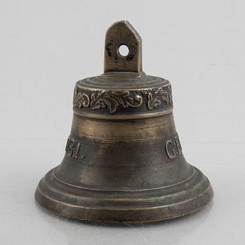 A bronze bell, marked Gothenburg, Sweden, an dated 1781.