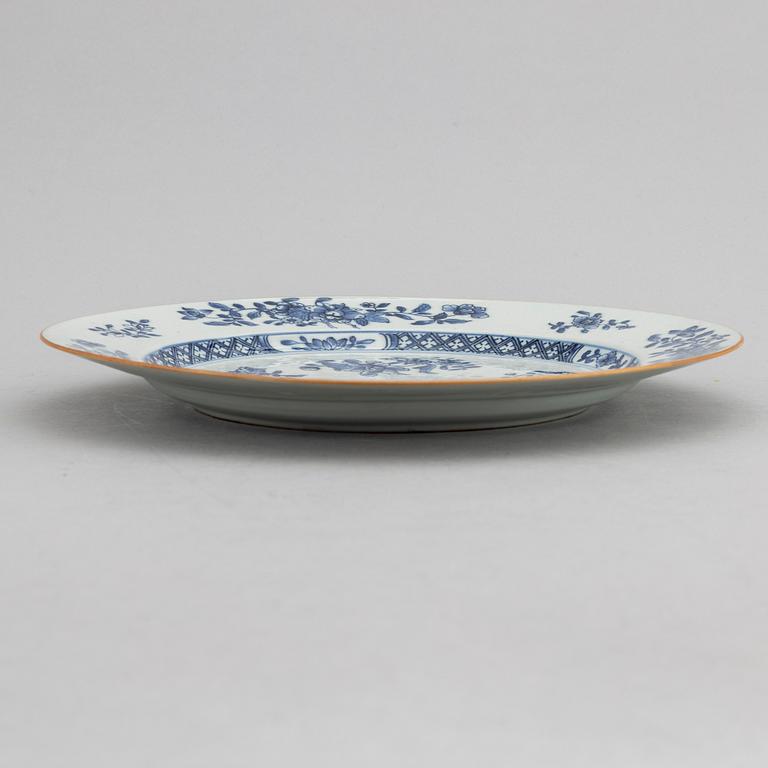 A Chinese blue and white dish, Qing dynasty, Qianlong (1736-95).