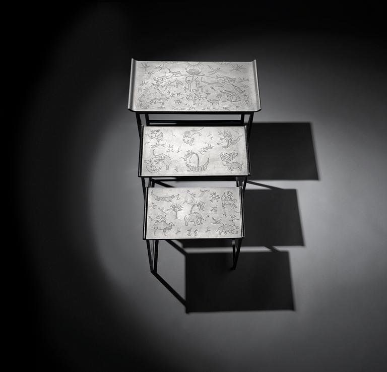 A Nils Fougstedt & Björn Trägårdh set of tables by Svenskt Tenn 1930.