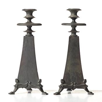 MELCHIOR WERNSTEDT, a pair of Swedish Grace candelsticks by Herman Bergman AB 1925.