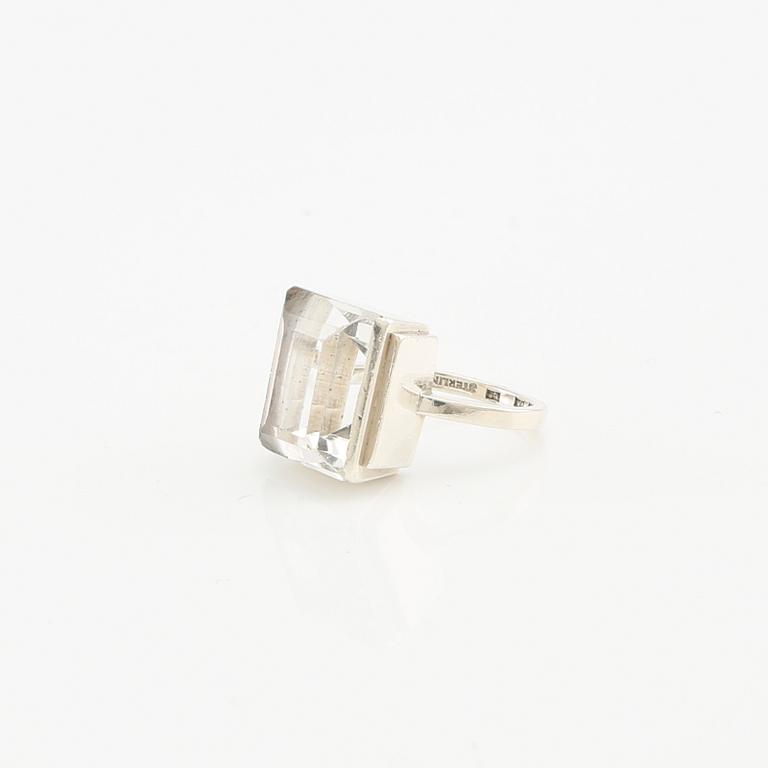 Wiwen Nilsson, ring in sterling silver with a step-cut rock crystal, Lund 1947.