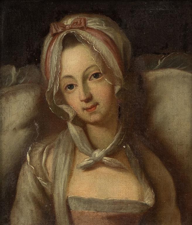 Okänd konstnär, omkring 1800, Kvinna med vit sjal.