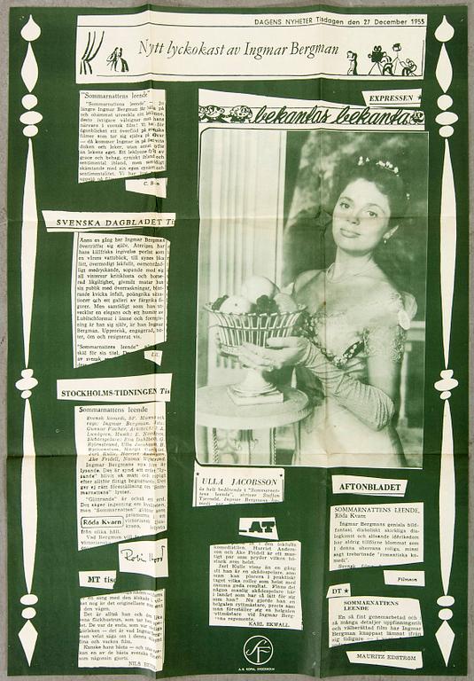 POSTER, 1955, Ingmar Bergman, SF A-B  Kopia Stockholm.