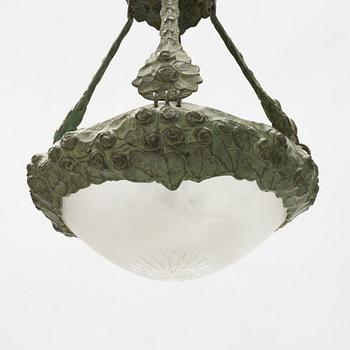 Alice Nordin, a bronze Art Nouveau ceiling lamp, circa 1900.