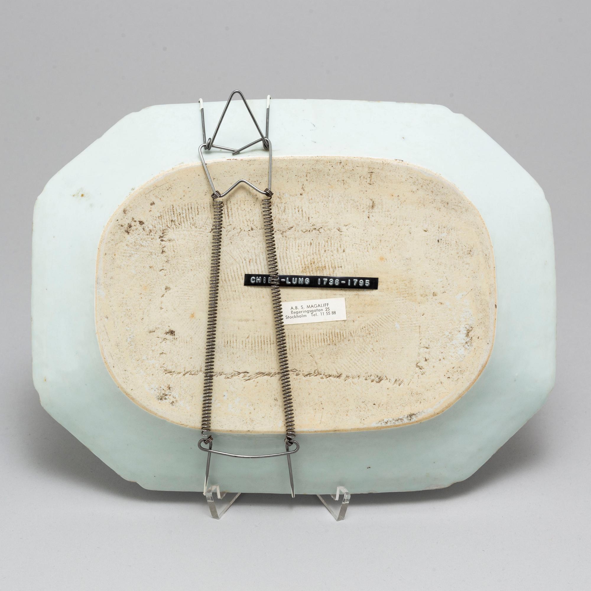 FAT, kompaniporslin. Qingdynastin, Qianlong (1736-95).