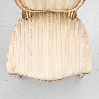 Chairs, a pair, Stockholm work, late 18th century, Gustavian, and a later copy respectively, from 1891.