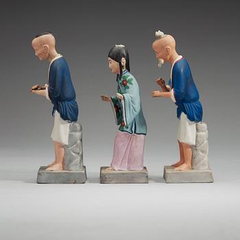 Three Russian bisquit Chinoiserie figures, late 19th Century.