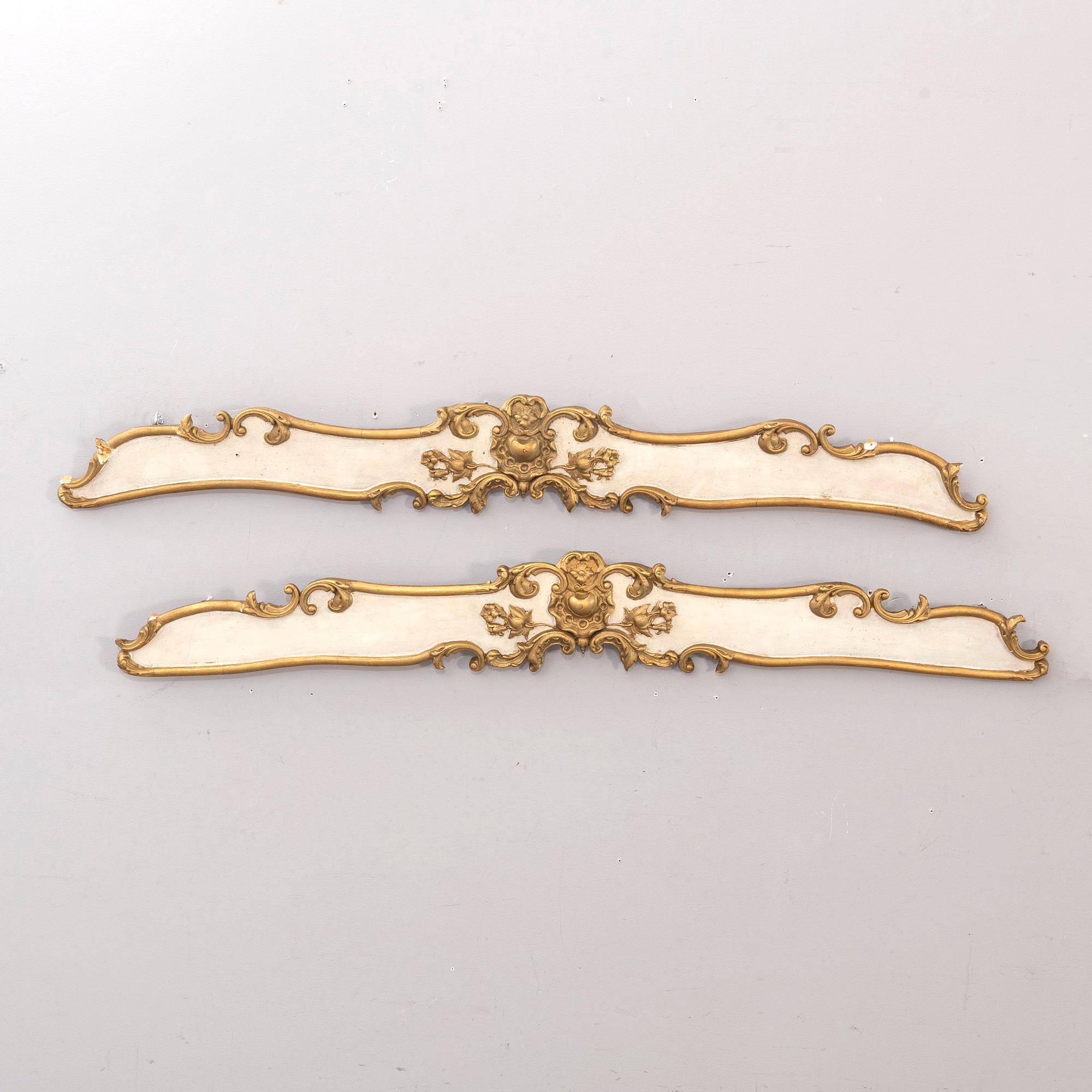 A pair of mid 20th century cornisches in Louis XV-style from Paoletti, Firenze Italy.