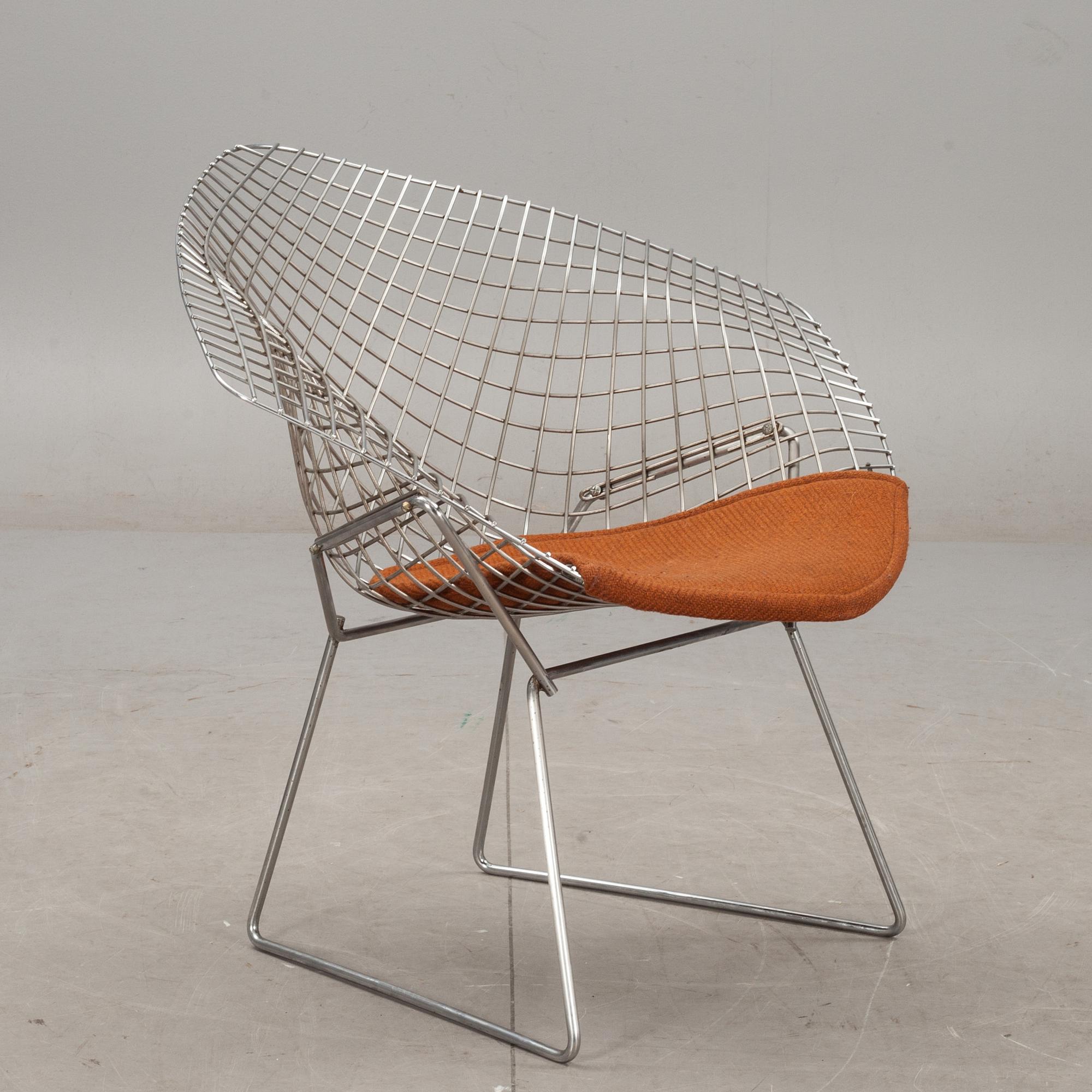 FÅTÖLJ, "Diamond chair", Harry Bertoia, Knoll, etikettmärkt, 1970/80-tal.
