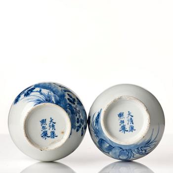 A set of two blue and white vases, Qing dynasty, 19th Century.