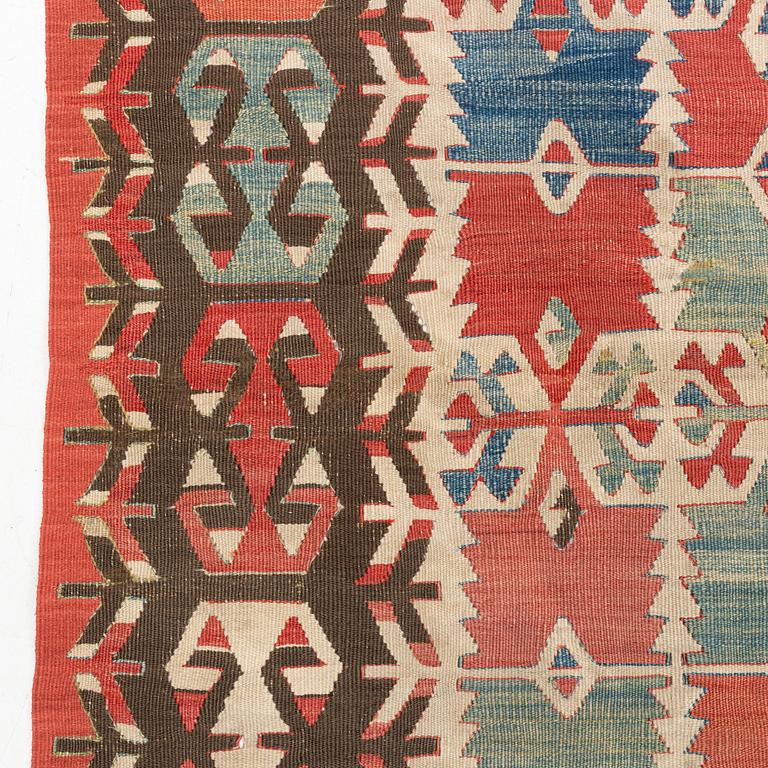 An antique Anatolian Aksaray kilim, ca 389 x 159 cm.