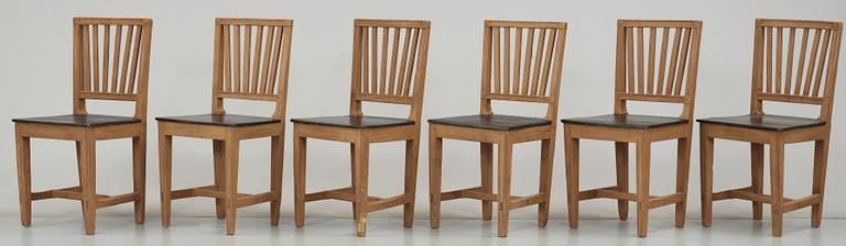 STOLAR, 6 st, allmoge, gustaviansk stil, 1800-tal.