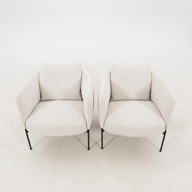Mats Broberg & Johan Ridderstråle armchairs, a pair of "Bonnet club chair" designed for Adea in 2016.