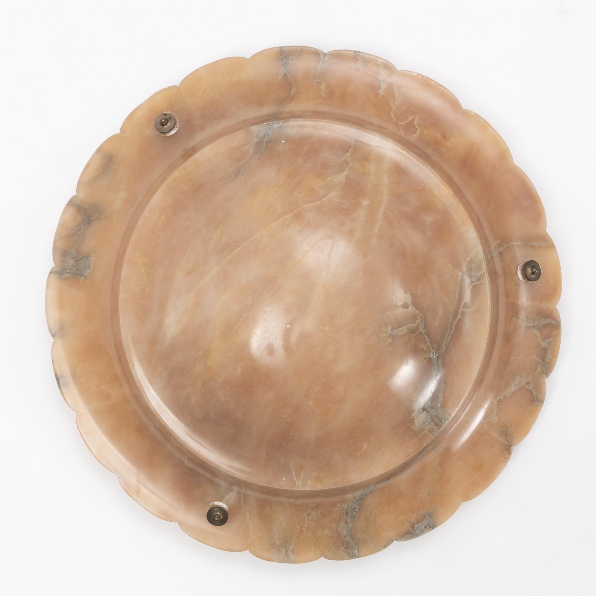 Taklampa, alabaster, 1920/30-tal.