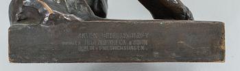 ROBERT BAERWALD, bronze. Signed, -96. Aktien Gesellschaft vermals H.Gladenbeck & Sohn Berlin Friedrichshagen.