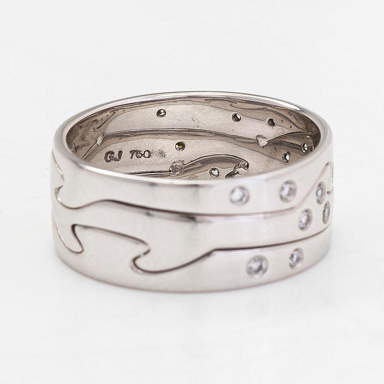 Georg Jensen, ring, "Fusion", 18K vitguld och diamanter tot. ca 0.18 ct.