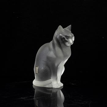 RENE LALIQUE, figurin i form av katt, signerad Lalique France, gjutet glas 1900-talets senare del.