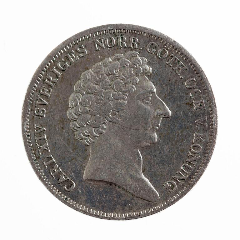 MYNT, silver, 1 riksdaler specie, Carl XIV 1838. Ca 34g.