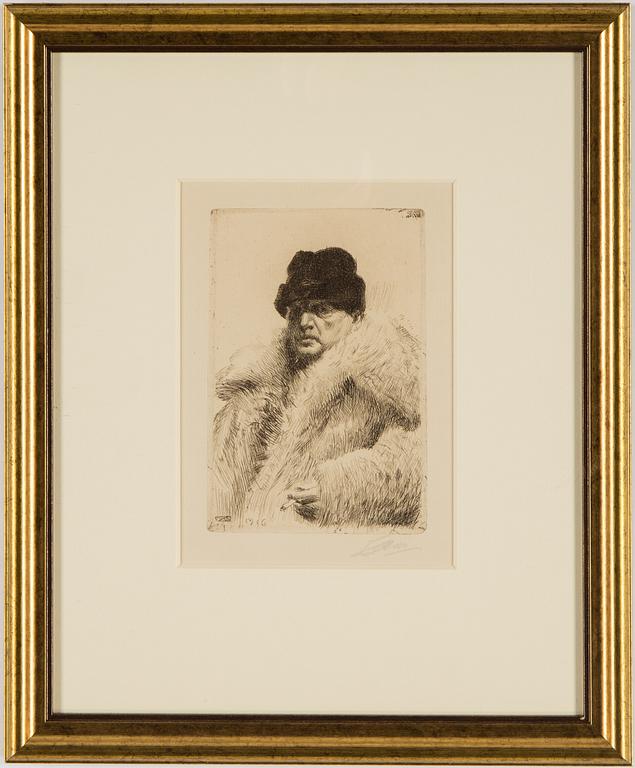ANDERS ZORN, etsning, signerad med blyerts samt signerad och daterad i plåten 1916.