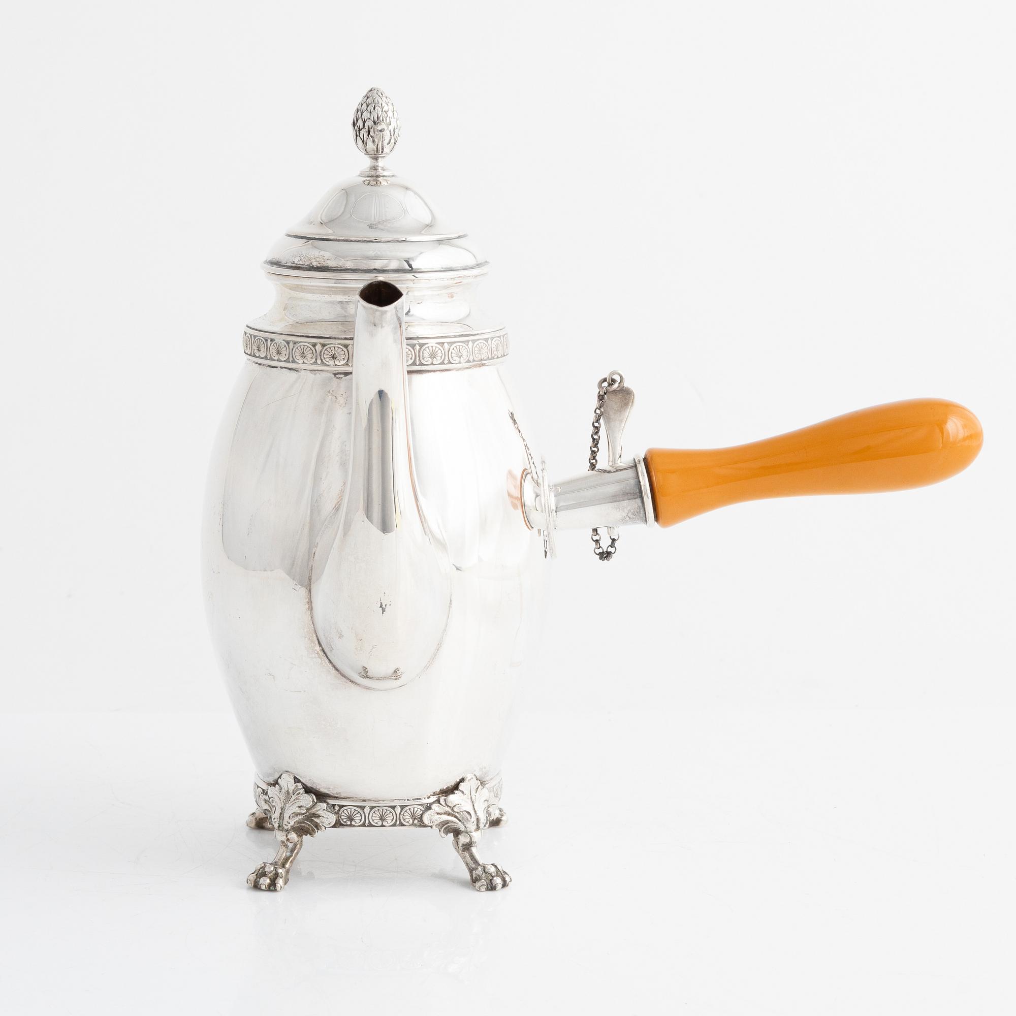 A Swedish Silver Coffee Pot, mark of K Anderson, Stockholm 1929.