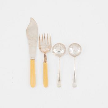 Silver cutlery, 99 pieces, of which 19 pieces are silver plate, Stockholm, 18th/19th century.