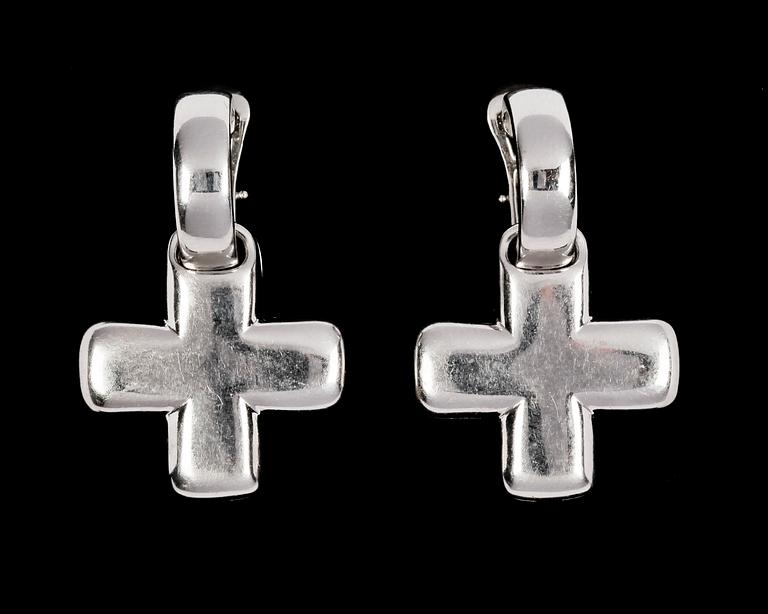 EARRINGS, pending cross, detachable.