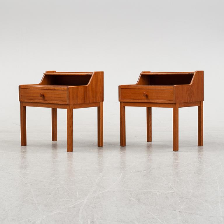 A pair of teak bed side tables, 1960's.