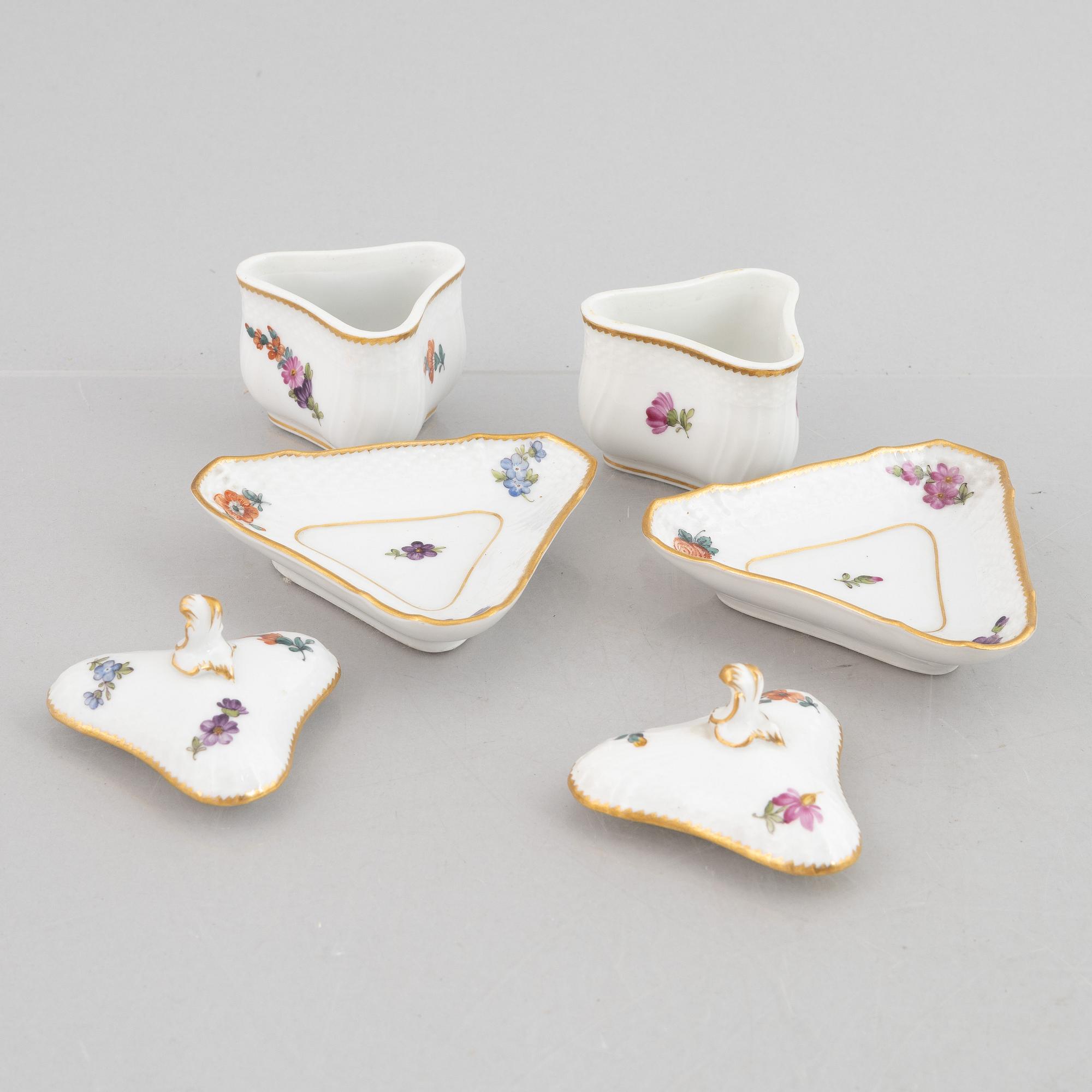 A set of six porcelain custard cups with saucers, Royal Copenhagen, Denmark 1870-1890.