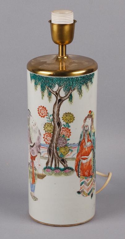 URNA/BORDSLAMPA, porslin, Kina, 1800-tal.
