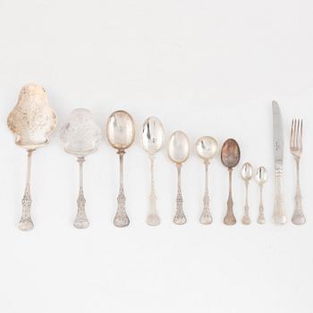 Magnus Aase, mostly, a 53-piece silver flat ware set, Bergen, Norway.