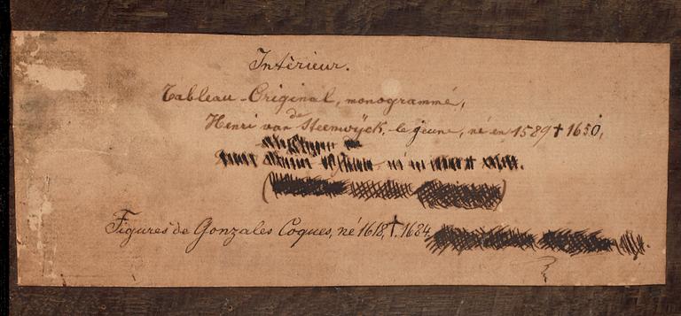 HENDRICK VAN STEENWYCK, Hans art, olja på pannå, otydligt signerad och daterad 16??.