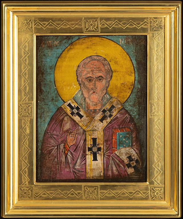 Ikon, Ryssland, 18/1900-tal, St Nikolaus.