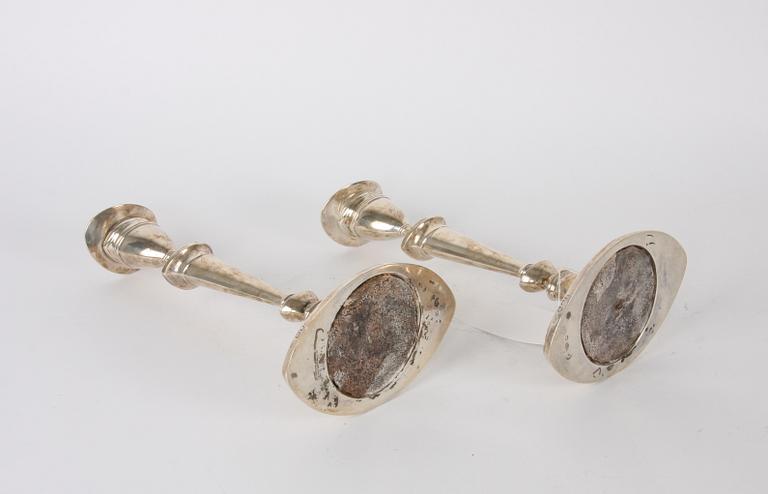 LJUSSTAKAR, ett par, silver, London tidigt 1900-tal.