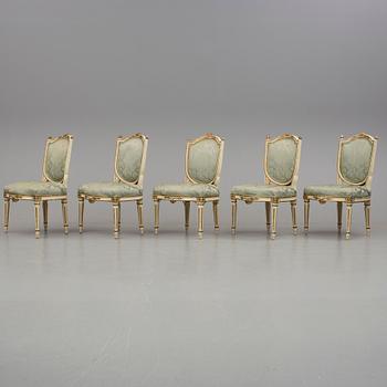 STOLAR, 5 st. Gustavianska. Samtliga med Stockholms stolmakareämbetets sigill, 1700-talets andra hälft.