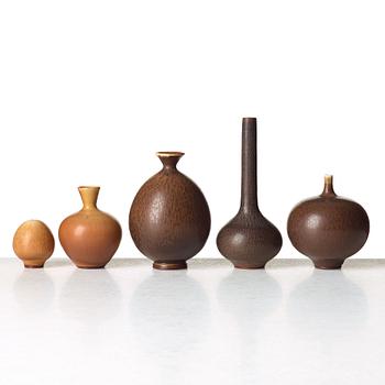 Berndt Friberg, vaser, 5 st, Gustavsbergs studio 1951-69.