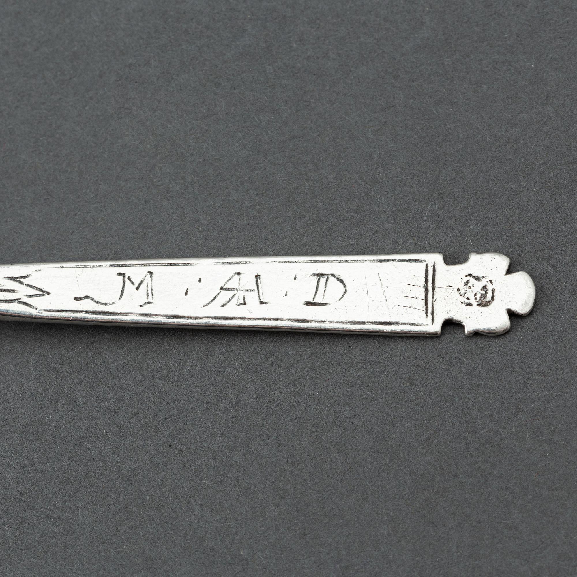 A 17th century silver spoon, possibly of Erich Olsen (Trondhjem 1656-1672).