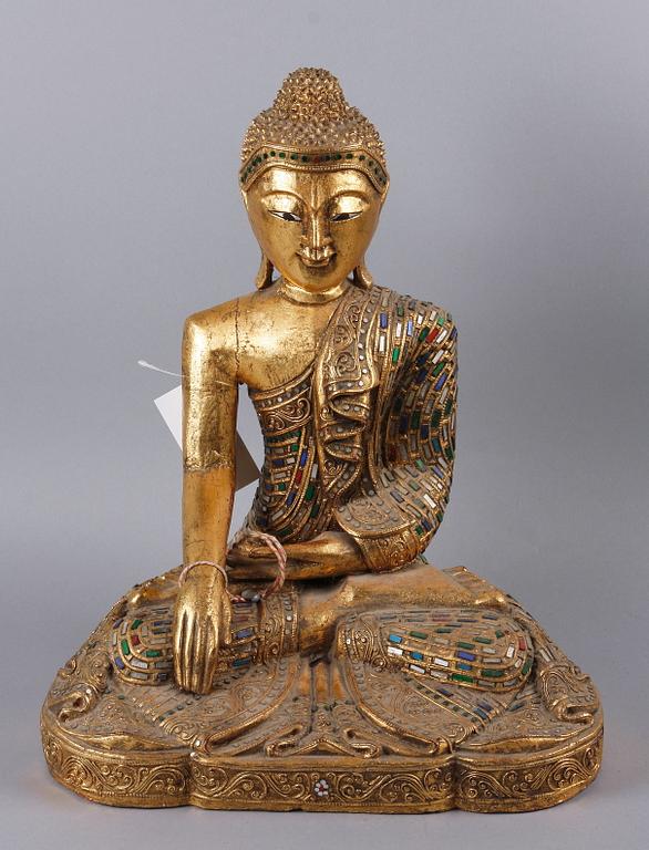 BUDDHA, trä, orientalisk, 1900-tal.